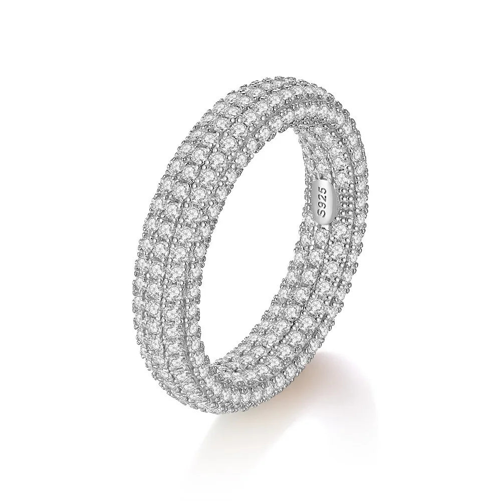 Bague Mixte ROBUKF RMR-016 – Full Moissanite ou Zircon 1,1mm, Argent 925 Plaqué Or 18K, Coupe Brillante, Tailles 5-12 – CLEVI Paris