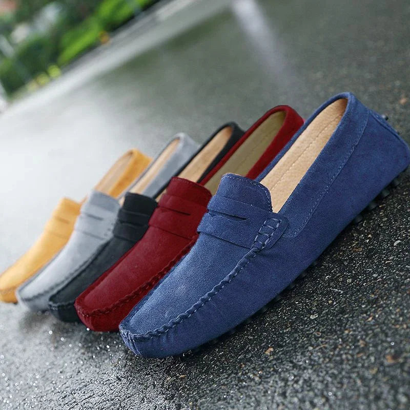 Mocassins Homme Cuir Suède Véritable – Chaussures Casual Conduite Slip-On