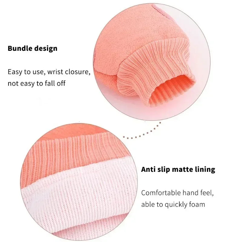 Gant Exfoliant Bain & Douche — Peeling Corps, Élimine Cellules Mortes, Vert Blanc Rose Bleu | CLEVI Paris