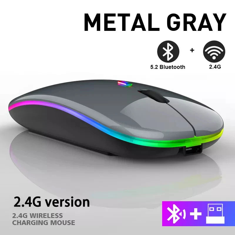 Souris Bluetooth Sans Fil HXSJ — Double Mode 2.4GHz, RGB, 1600 DPI, Rechargeable, PC & Mac | CLEVI Paris