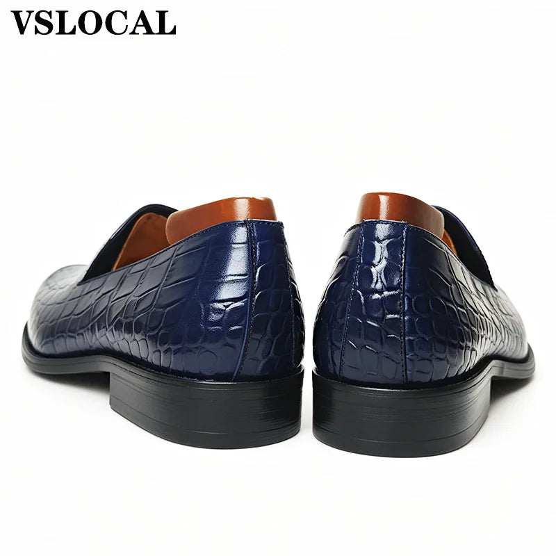 Mocassins Homme Luxe Cuir Véritable Imprimé Crocodile Slip-On – CLEVI Paris