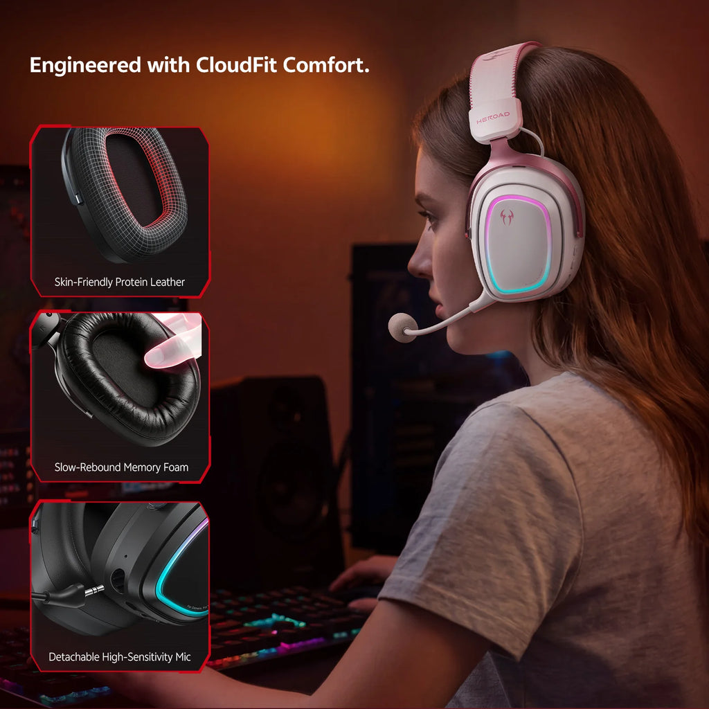 Casque Gaming QCY Heroad GT2 THX Spatial 7.1.4 Tri-Mode 127h 3 Micros ENC – CLEVI Paris