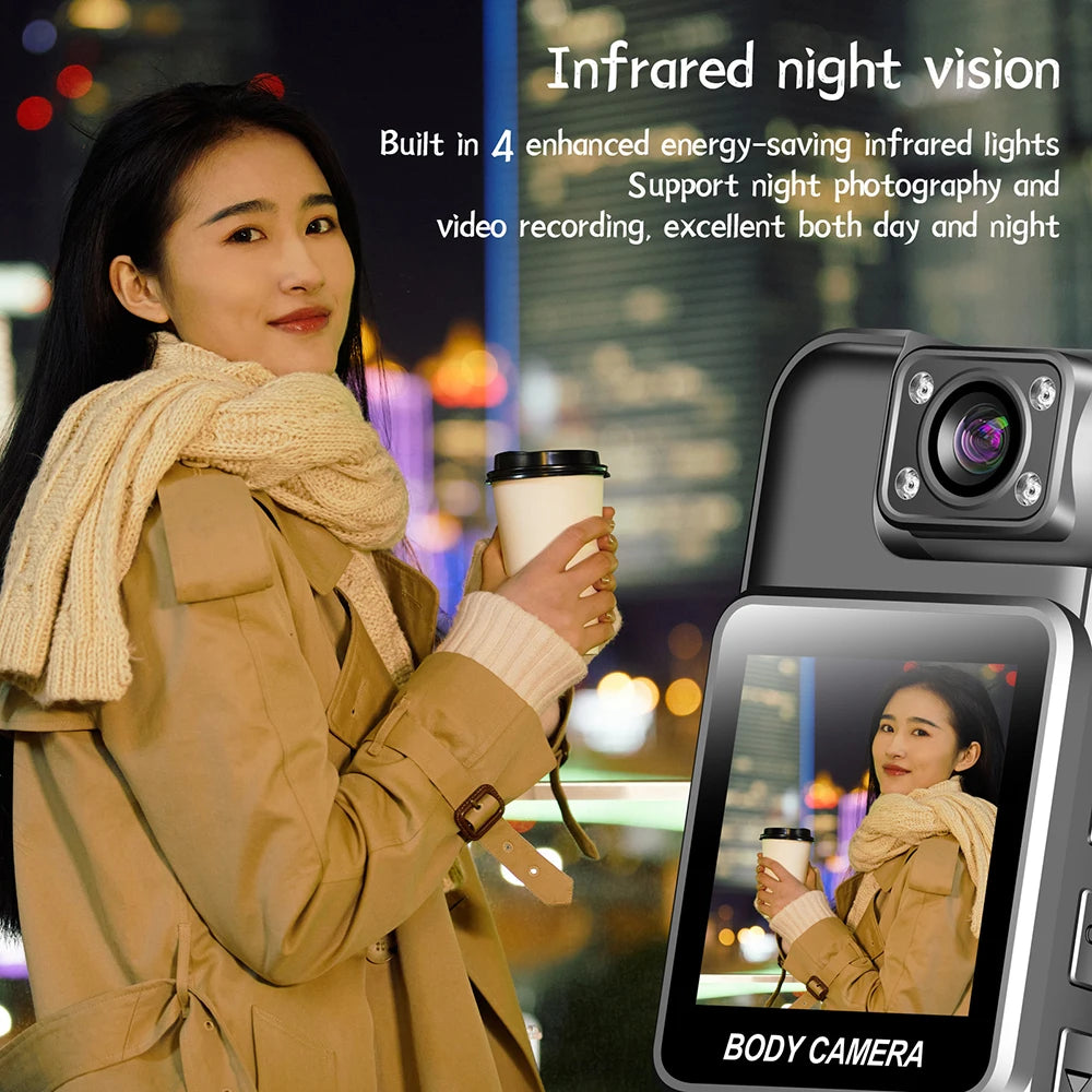 Mini Caméra Corporelle 4K WiFi – Vision Nocturne IR, 8H, Clip Dorsal, Détection Mouvement