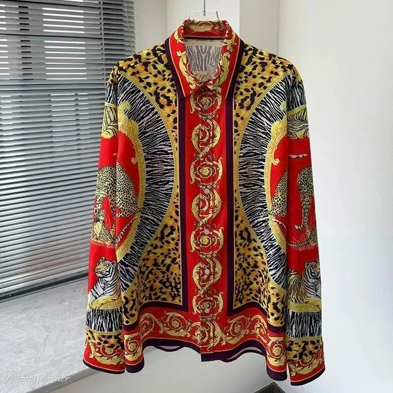 Chemise Homme Manches Longues – Impression 3D | Style Européen | Grande Taille