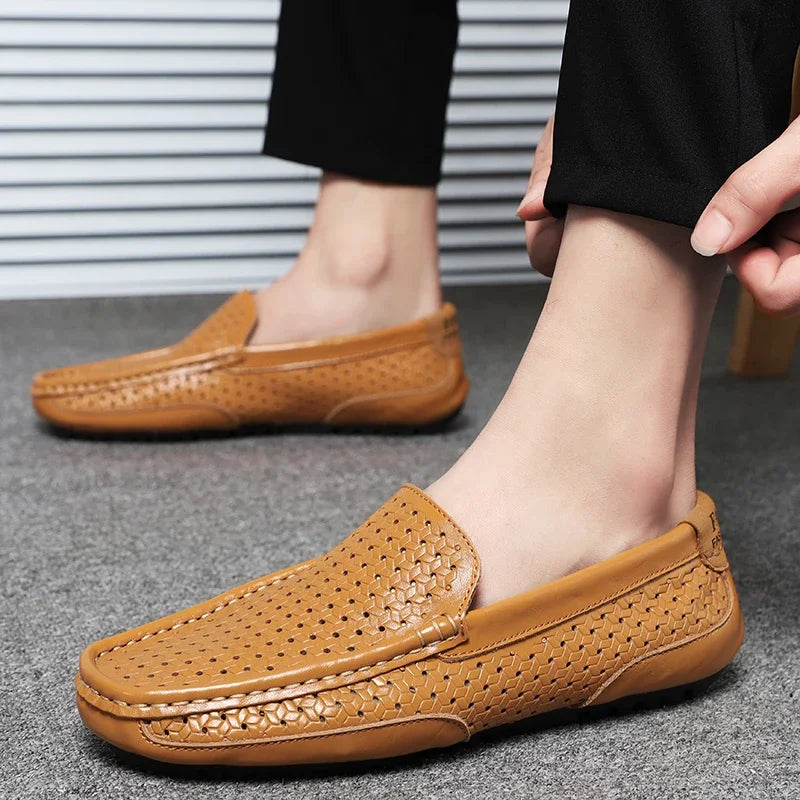 Mocassins Cuir Véritable Ajourés Homme Respirants Slip-On | 7 Coloris – CLEVI Paris
