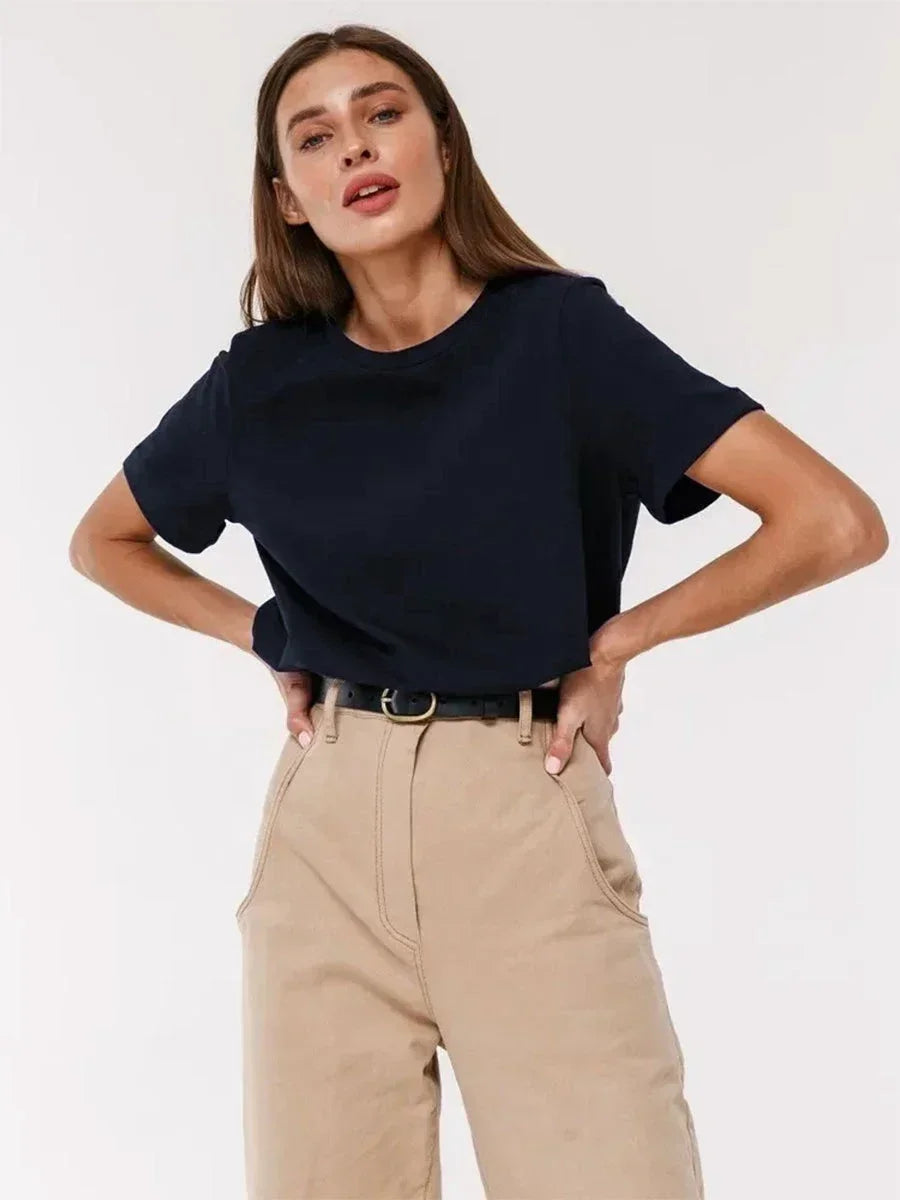 T-shirt Femme 100% Coton — Coupe Loose Manches Courtes | CLEVI Paris