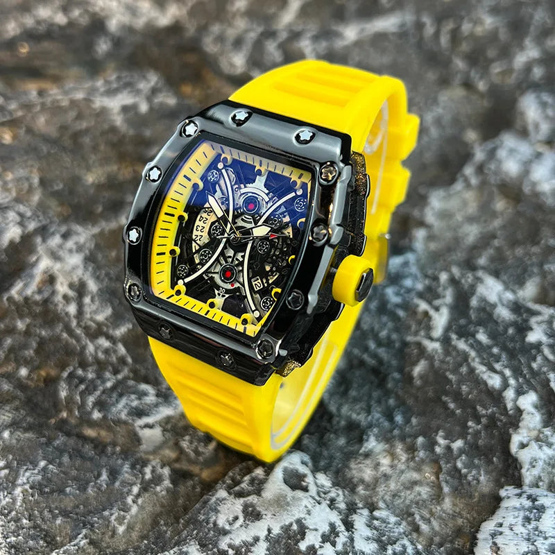Montre Homme Quartz Tonneau L146 Silicone Aiguilles Lumineuses Fashion Casual – CLEVI Paris