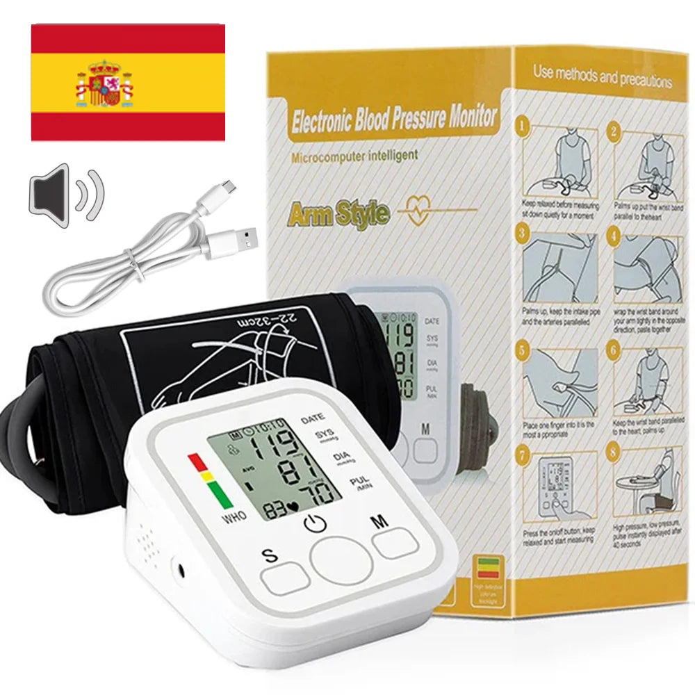 Tensiomètre Bras Automatique Vocal LCD Fréquence Cardiaque – CLEVI Paris
