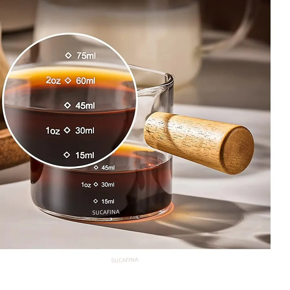 Tasse Espresso en Verre Anse en Bois — 75ml, Simple ou Double Embouchure, Café & Lait | CLEVI Paris