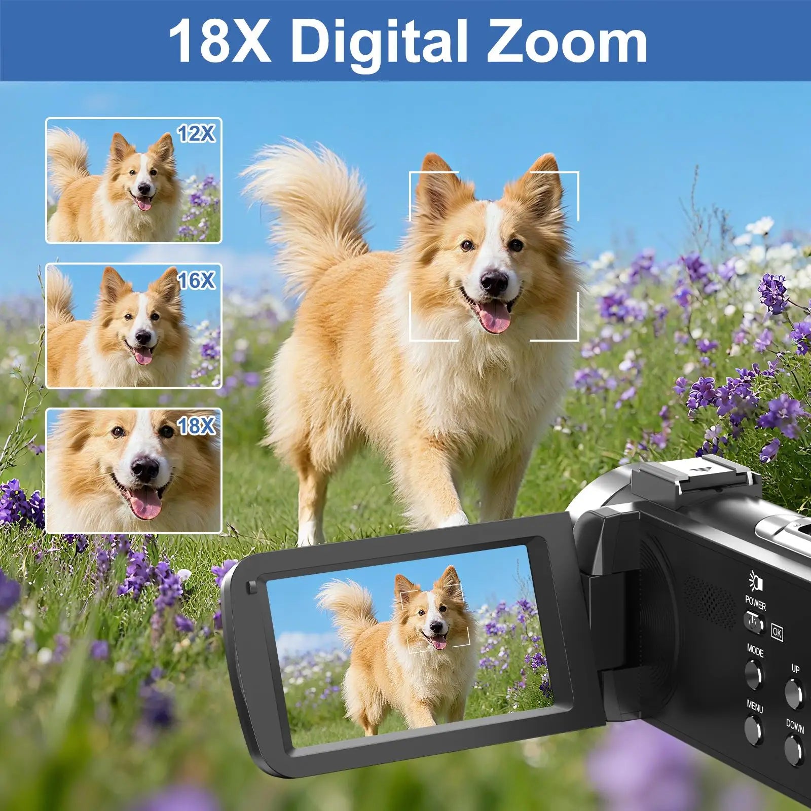Caméscope 8K 64MP KOMERY AF6 – Écran Tactile Rotatif 3", Zoom 18x, WiFi, HDMI, Vision Nocturne IR – CLEVI Paris
