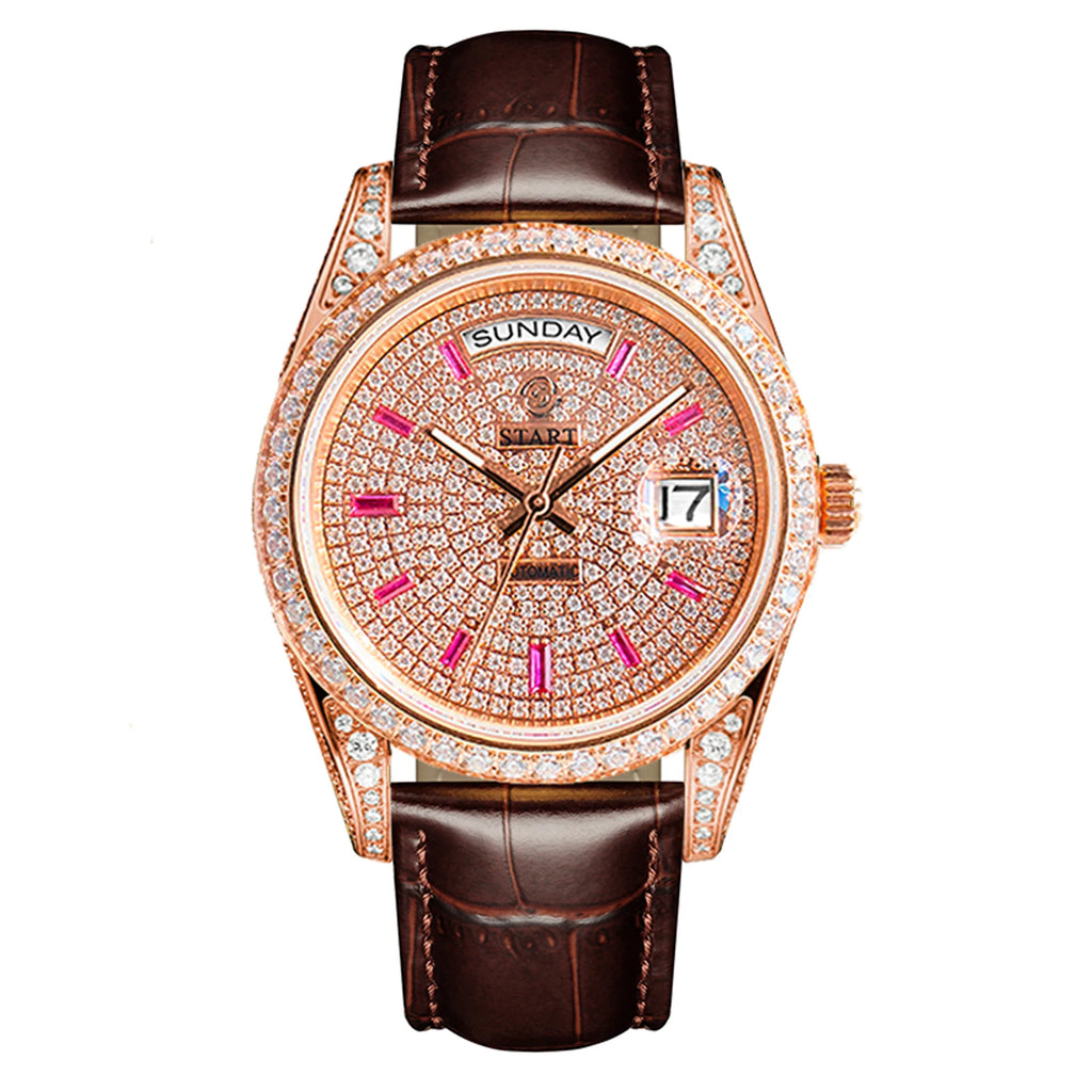 Montre Mécanique Automatique START Gypsophila Diamants Date & Semaine – CLEVI Paris