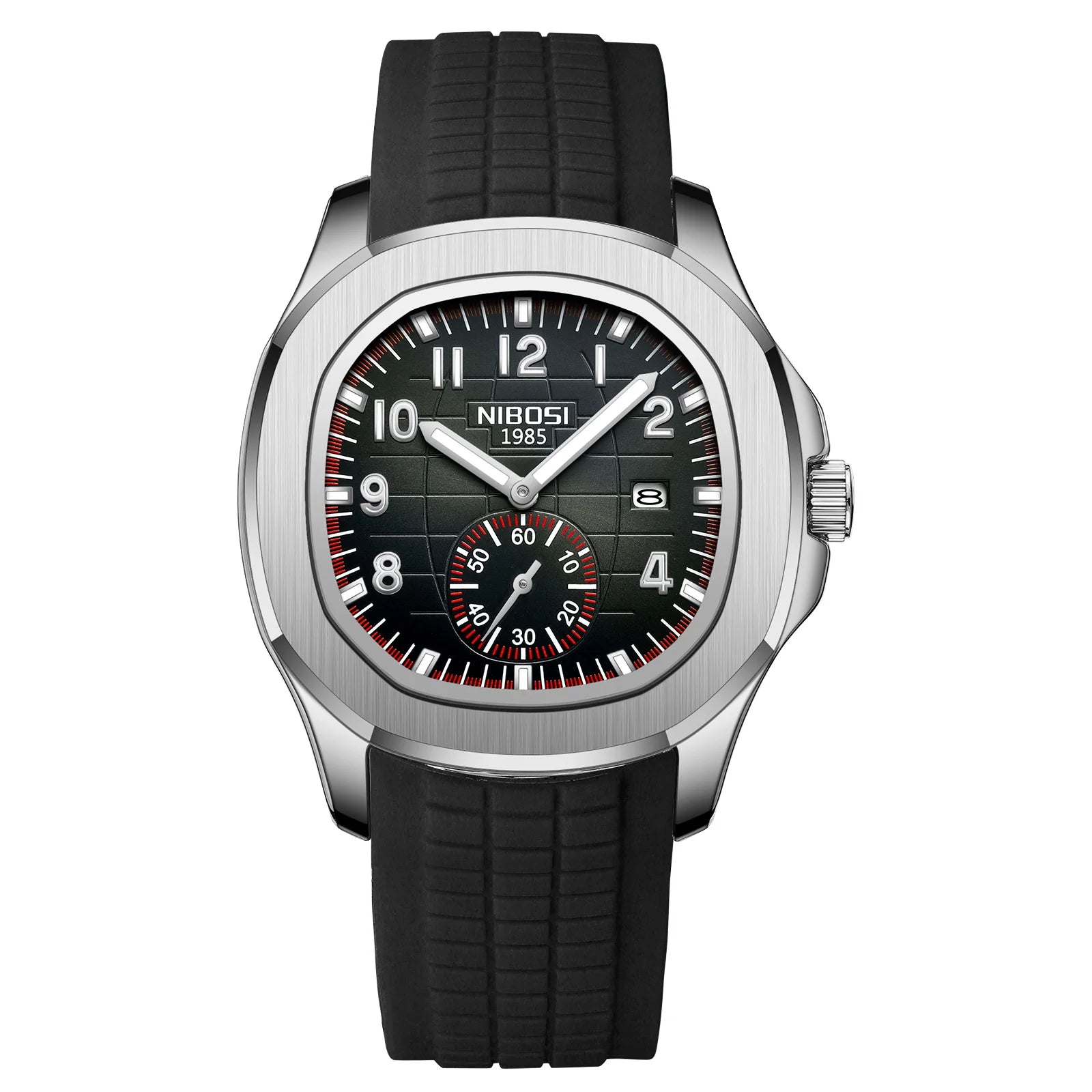 Montre Quartz Homme NIBOSI 2653 – Style Aquanaut, Date Automatique & Aiguilles Lumineuses