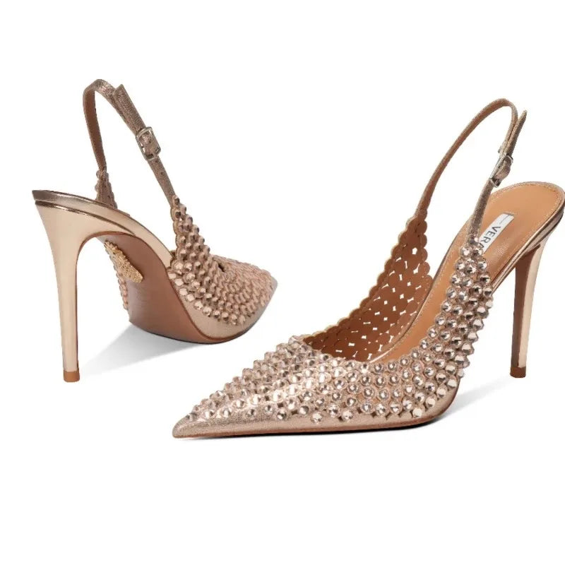 Escarpins Femme Talon Aiguille Strass Satin Mariage Soirée – CLEVI Paris