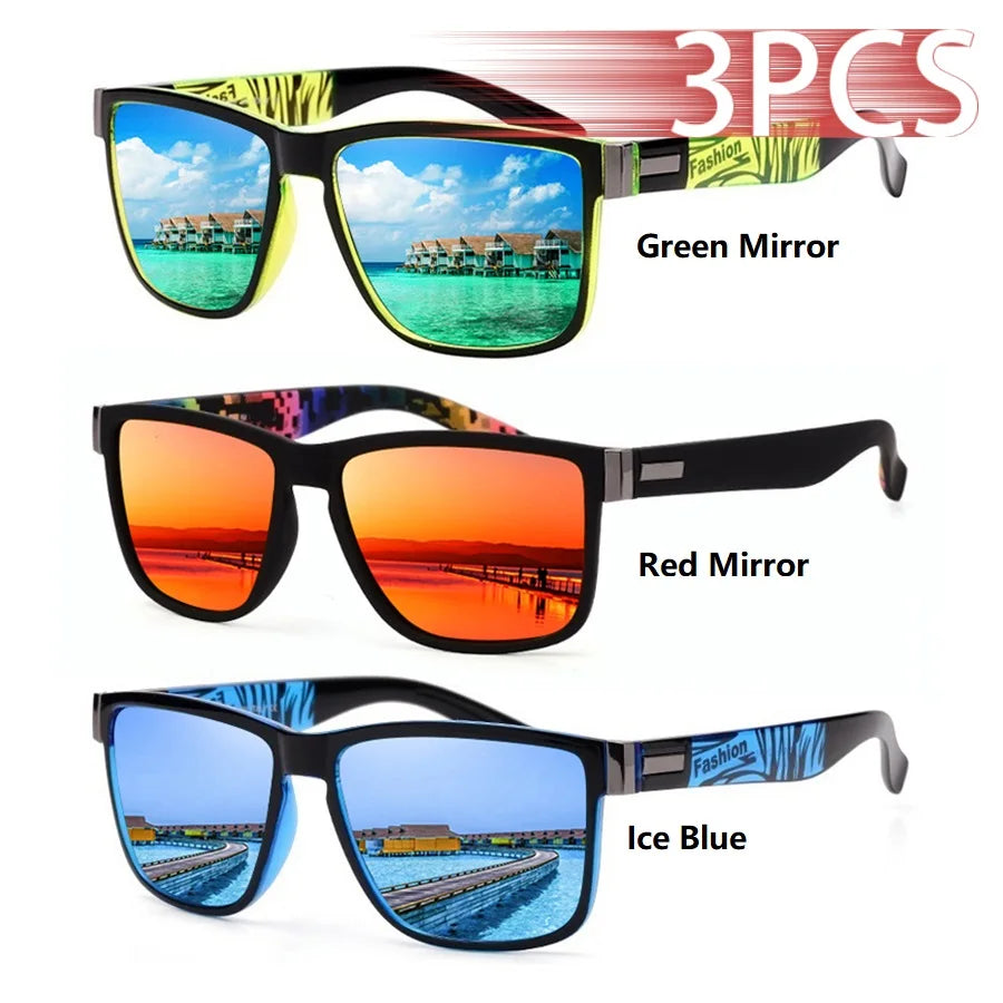 Lot 3 Lunettes de Soleil Carrées Unisexe UV400 Colorées Outdoor – CLEVI Paris