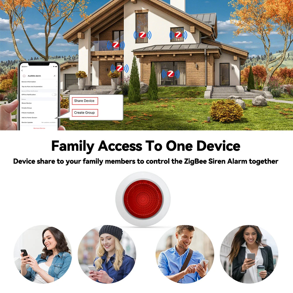 Sirène Alarme Intelligente Meian SR01 – Zigbee 3.0 Tuya, 100dB, Lumière, SmartLife, EU/AU