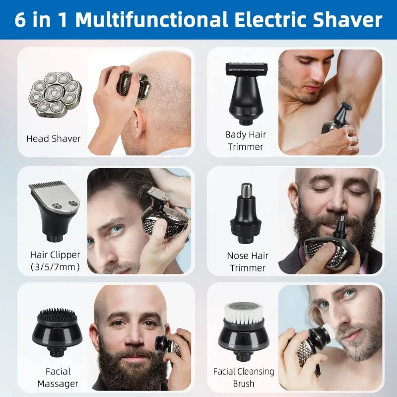 Rasoir Tête Chauve 4D MLG 9 Lames Flottantes 6-en-1 Rechargeable IPX5 Homme – CLEVI Paris