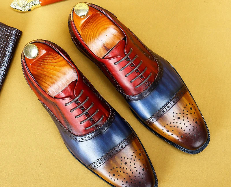 Derby Oxford Homme Cuir Vache Bout Pointu Imprimé Mariage Soirée – CLEVI Paris