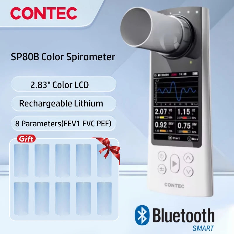 Spiromètre Numérique Contec SP80B Bluetooth Écran LCD Logiciel PC 10 Embouts – CLEVI Paris