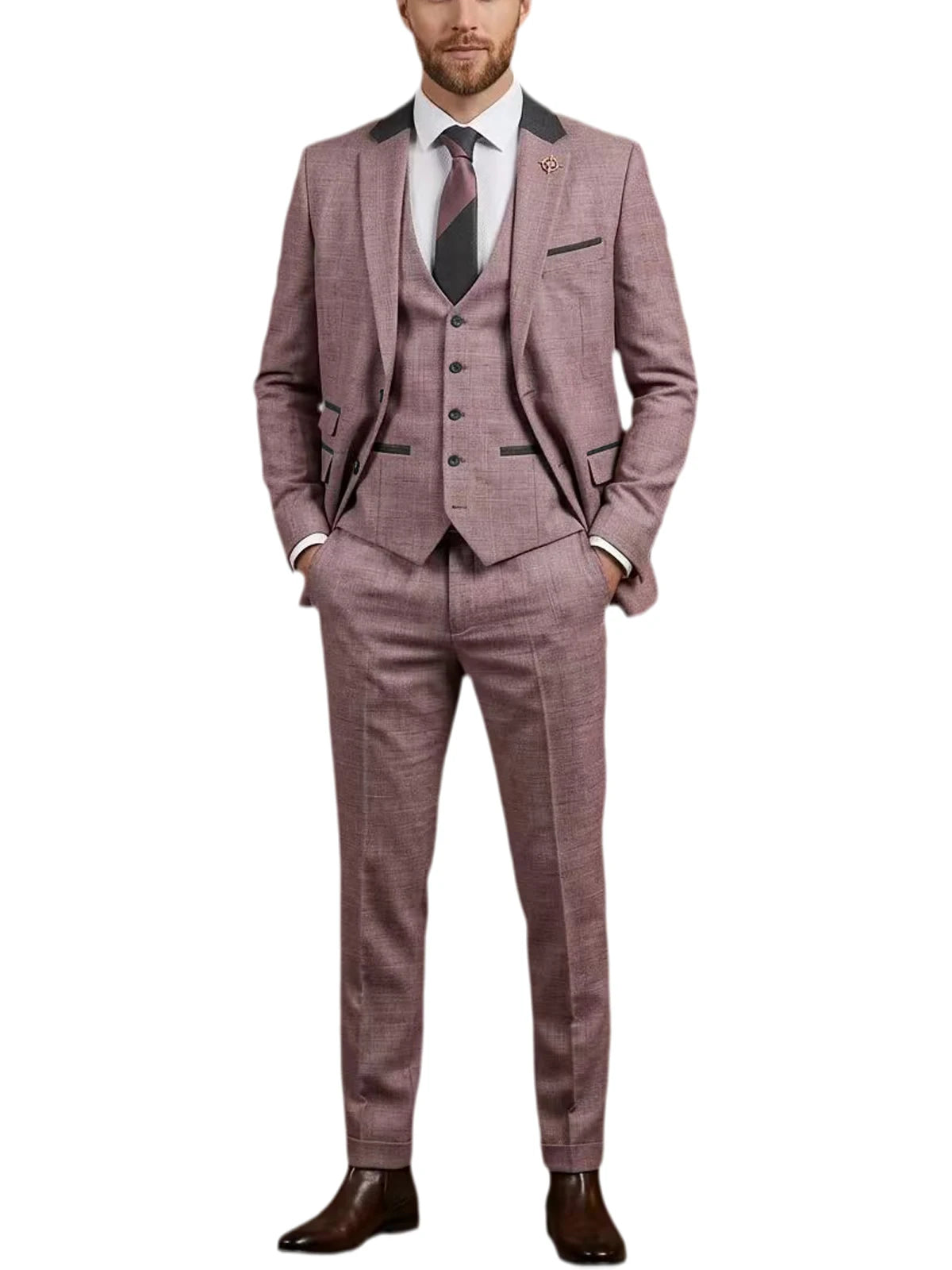 Costume homme 3 pièces en lin mélangé – CLEVI Paris