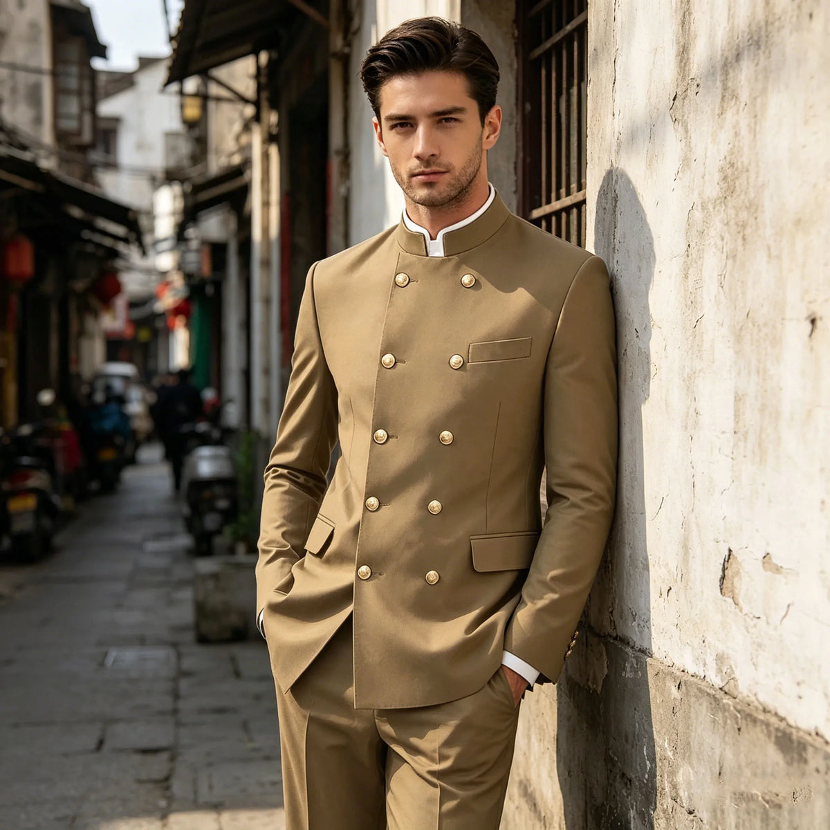 Costume Col Mandarin Homme Croisé – CLEVI Paris