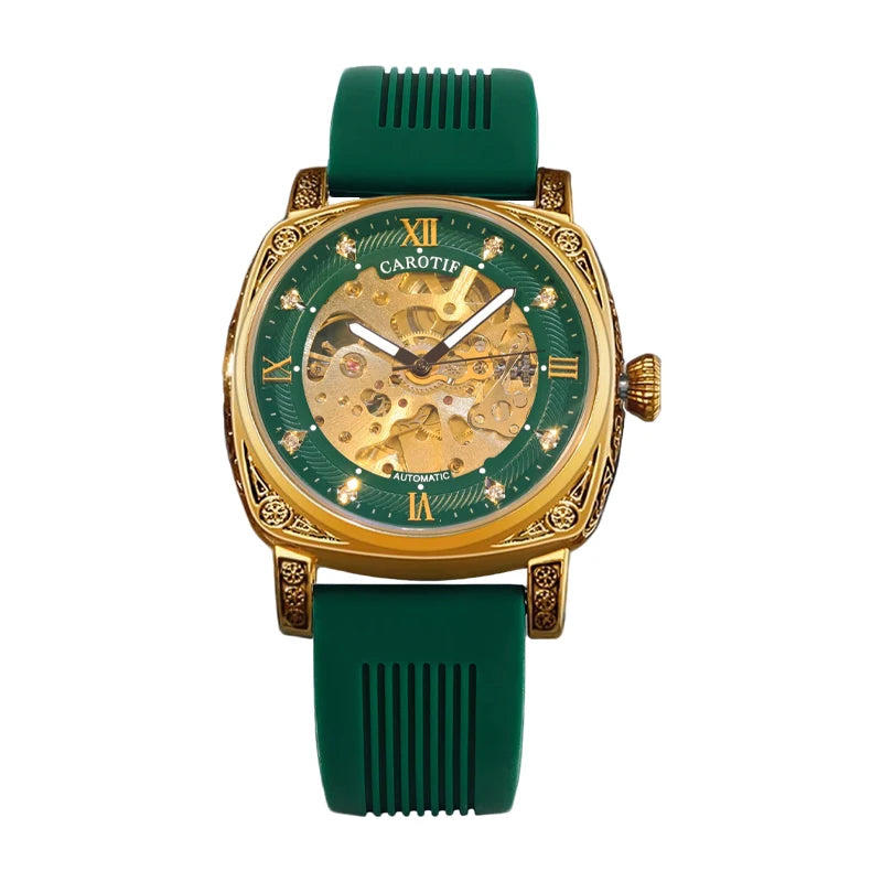 Montre Automatique Homme Tourbillon Vintage Chiffres Romains Silicone 40mm – CLEVI Paris