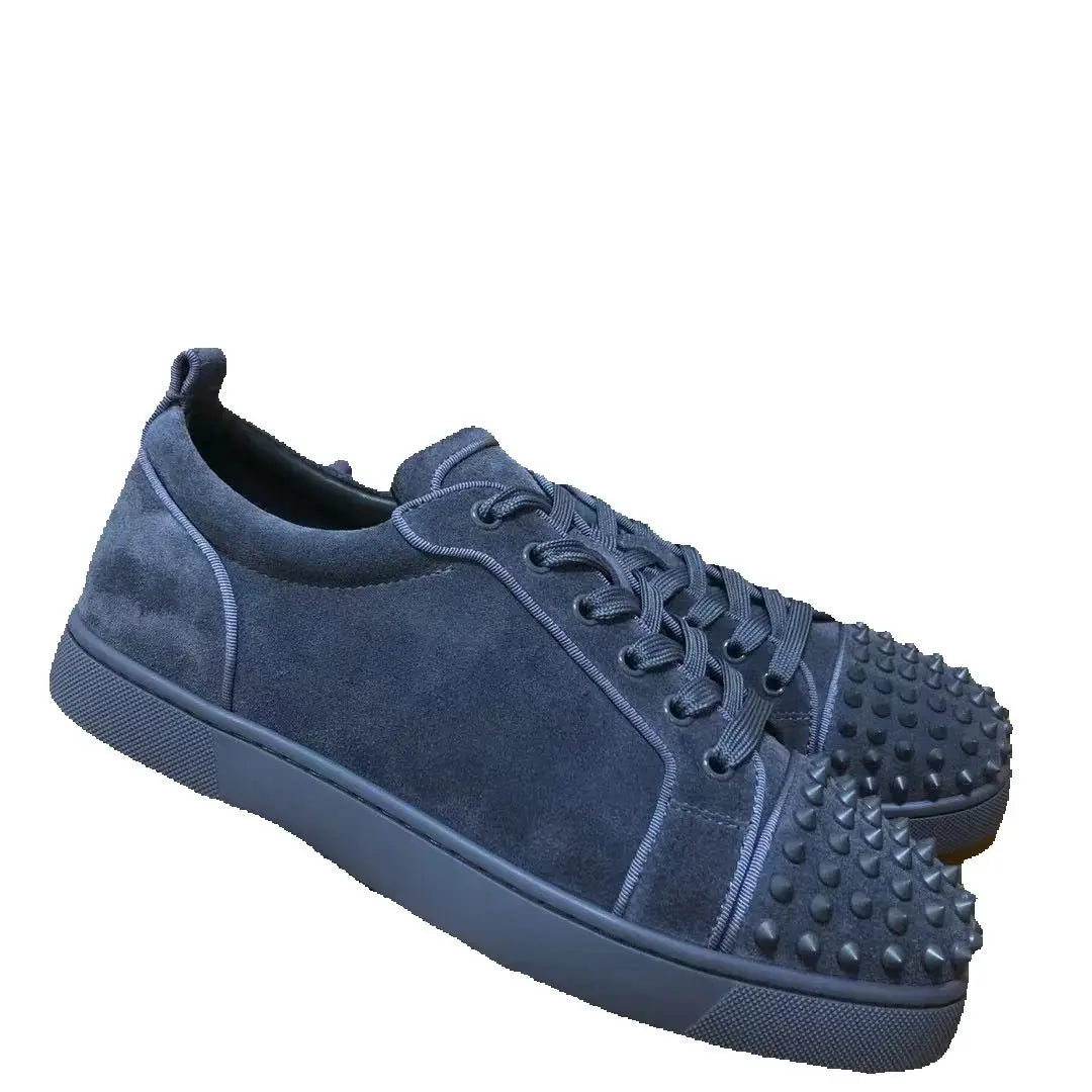 Sneakers Basses Luxe Cuir Véritable Bleu XIKUO Rivets | Casual Chic Quotidien | Homme & Femme | Pointures 35-48 – CLEVI Paris
