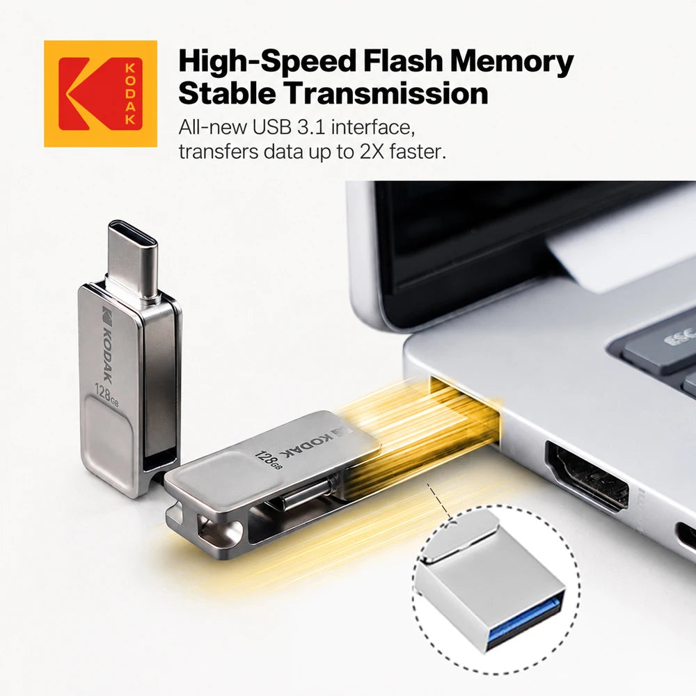 Clé USB Kodak Mini USB-C & USB 3.1 32-128 Go Métal – CLEVI Paris