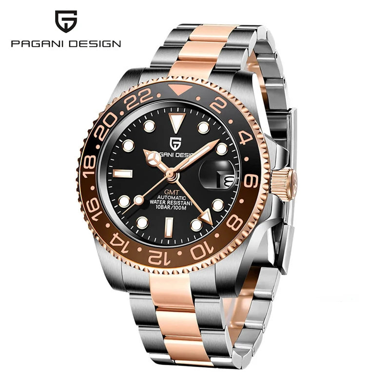 Montre GMT Automatique Homme Pagani Design PD-1662 Saphir Lunette Céramique 100m – CLEVI Paris