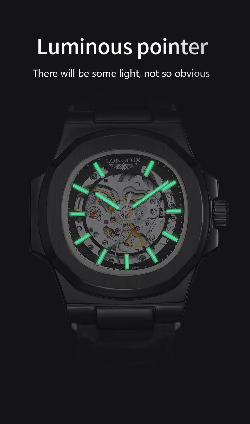 Montre Mécanique Homme LONGLUX 8057P – Squelette Automatique, Cuir & 7 Coloris
