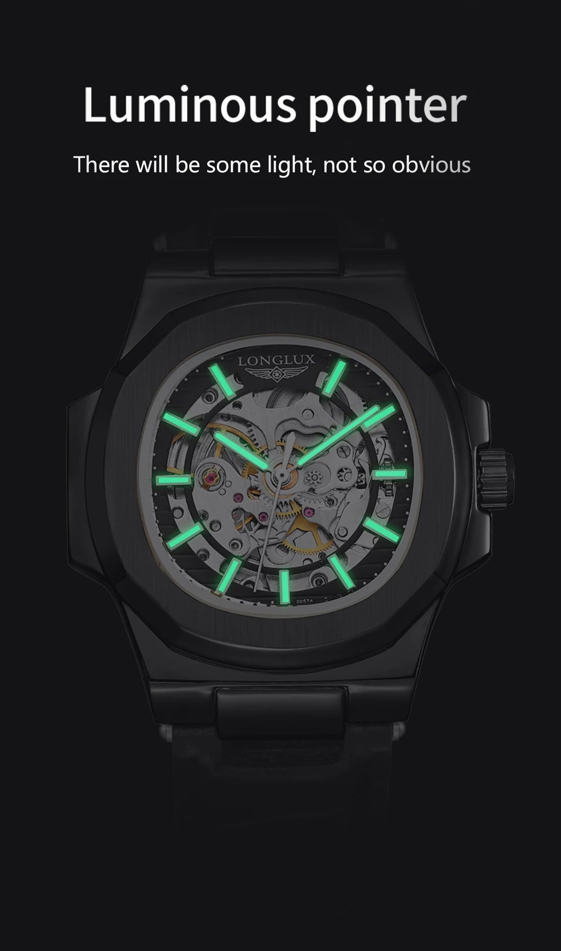 Montre Mécanique Homme LONGLUX 8057P – Squelette Automatique, Cuir & 7 Coloris