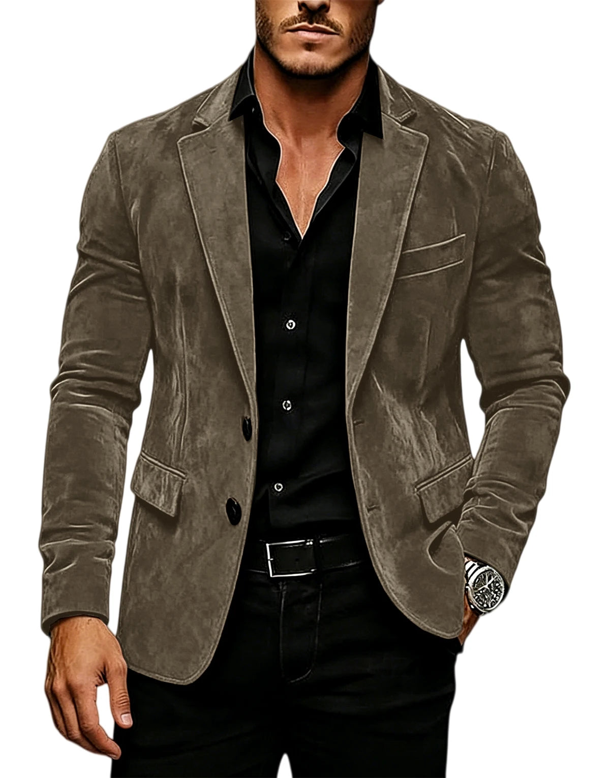 Blazer homme en velours effet suédé 2 boutons – CLEVI Paris
