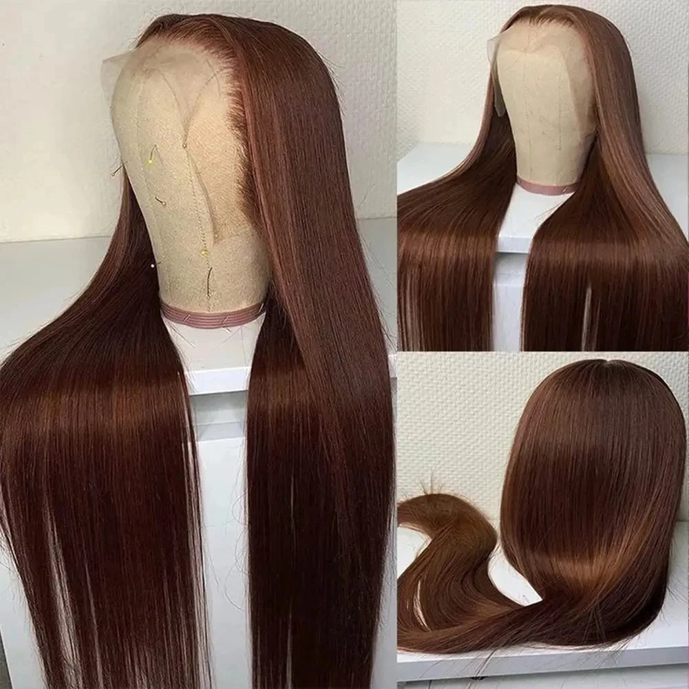 Perruque Lace Front Cheveux Humains Lisse Brun Chocolat 13x4 & 13x6 Densité 180-200% 18-36 Pouces – CLEVI Paris