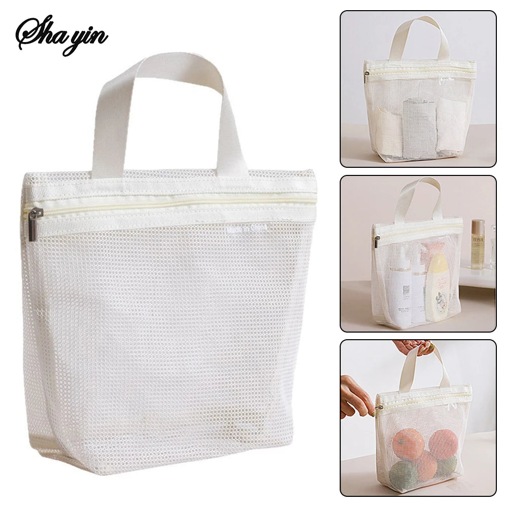 Trousse de Toilette Filet Polyester | Transparente, Respirante, Voyage Salle de Bain Fitness, 2 Coloris – CLEVI Paris