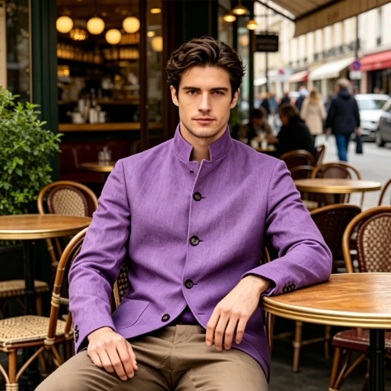 Blazer homme léger à col mandarin – CLEVI Paris