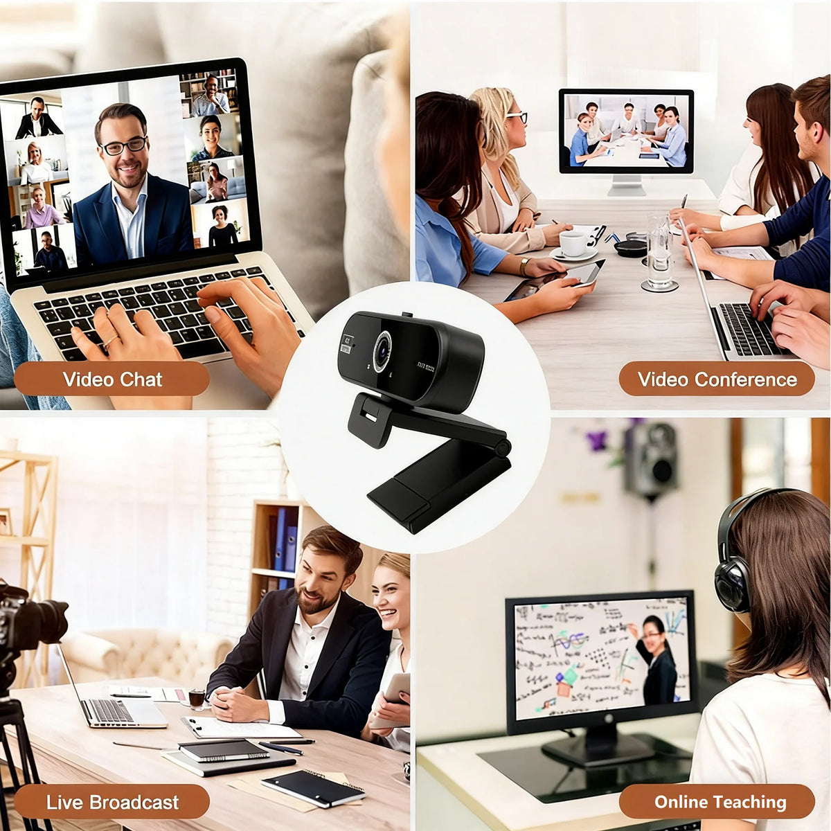 Webcam 4K 30fps Autofocus Cache Vie Privée Micro USB 2.0 Adaptateur USB-C – CLEVI Paris