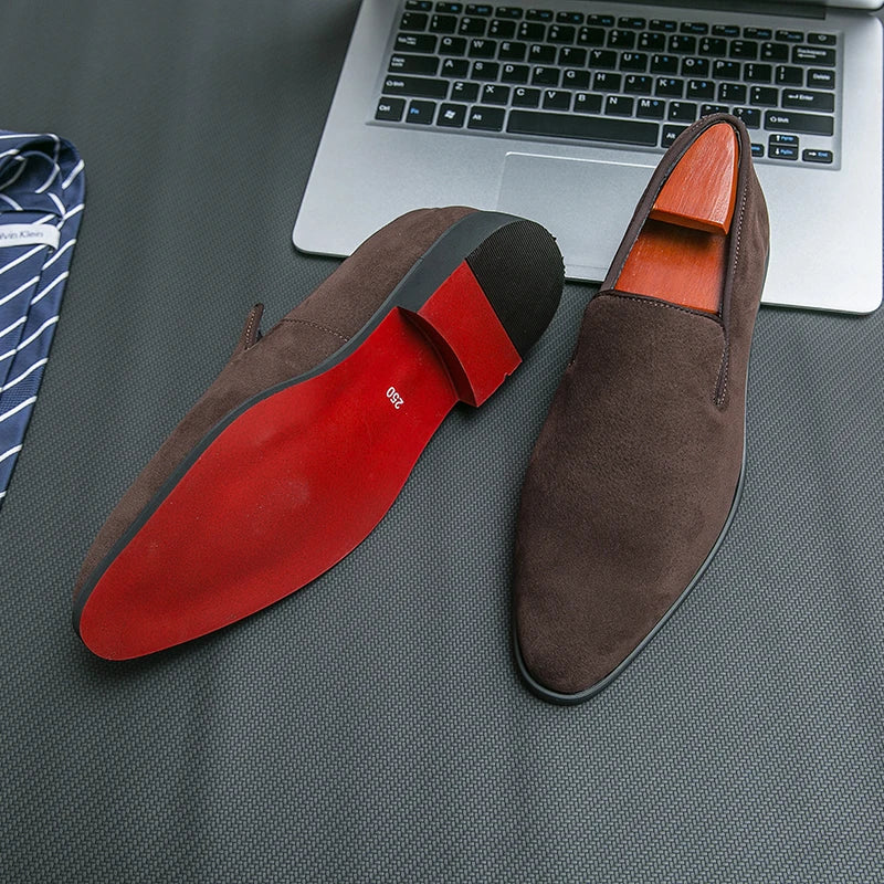 Loafers Homme Velours Semelle Rouge Slip-On Soirée Fashion – CLEVI Paris