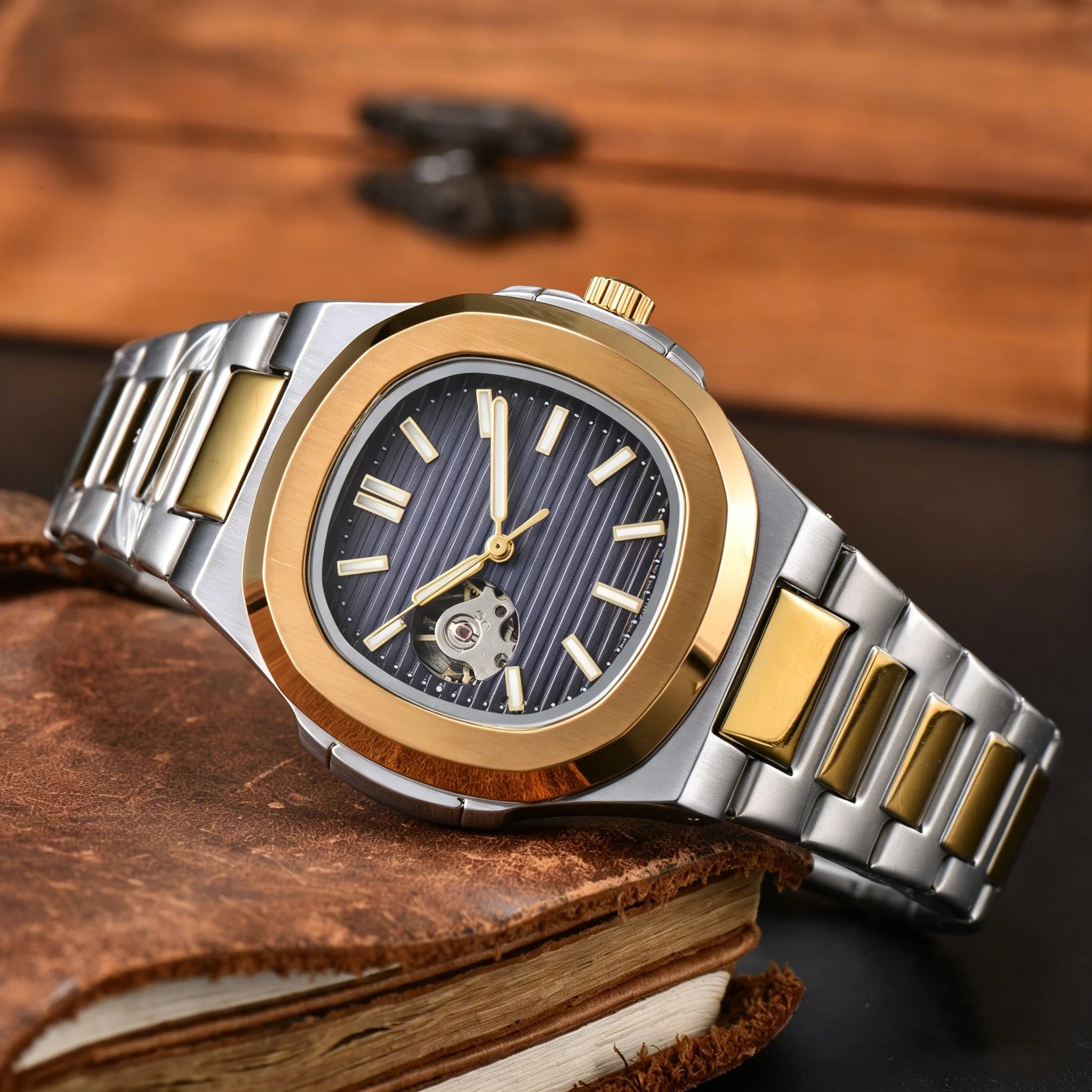 Montre Mécanique Homme Squelette Cadran Ouvert Acier 904L Bracelet Acier – CLEVI Paris