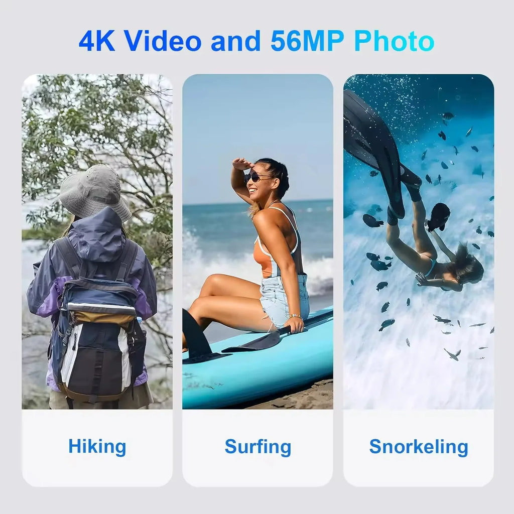 Appareil Photo Sous-Marin 4K 64MP AMORUS – Étanche 10m, Double Écran IPS, Autofocus, Flottant, Snorkeling & Plongée – CLEVI Paris