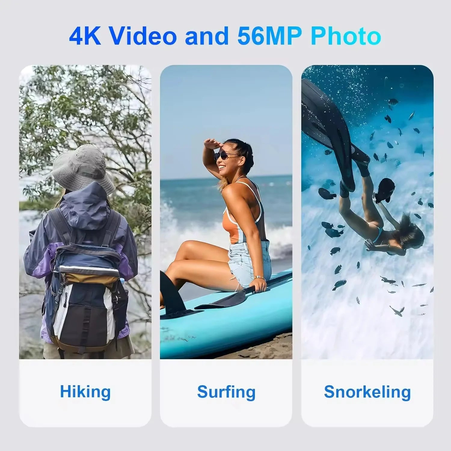 Appareil Photo Sous-Marin 4K 64MP AMORUS – Étanche 10m, Double Écran IPS, Autofocus, Flottant, Snorkeling & Plongée – CLEVI Paris