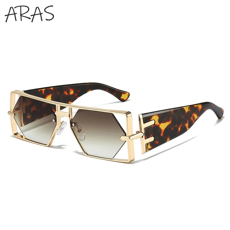 Lunettes de Soleil Steampunk Hexagonales Monture Alliage Creusée Dégradé UV400 Unisexe – CLEVI Paris