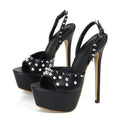 Sandales Talons Hauts Plateforme Liyke – Rivets Métal, Bout Ouvert, Soirée & Mariage, 35-42