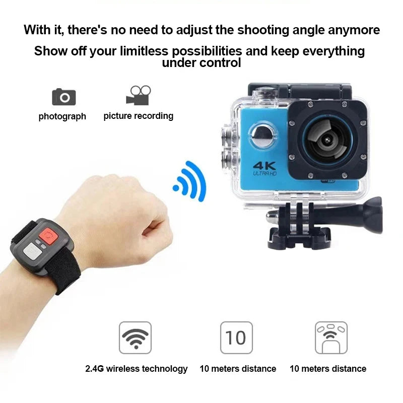 Caméra Action 4K Fomscvka – 1080P/60fps, WiFi, Étanche, Écran 2", Télécommande, 8 Coloris, microSD en Option