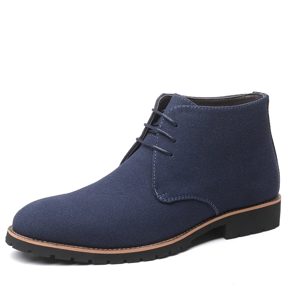 Boots Chelsea Homme Faux Suède Bout Rond Style Britannique | Bleu Marron Noir EU 38-48