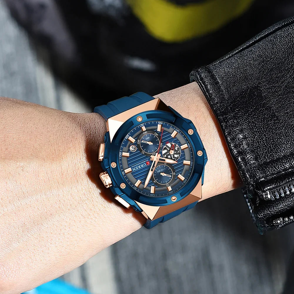 CURREN Montre Quartz Japonais Homme Sport Cadran Créatif Silicone Lumineux 45mm – CLEVI Paris