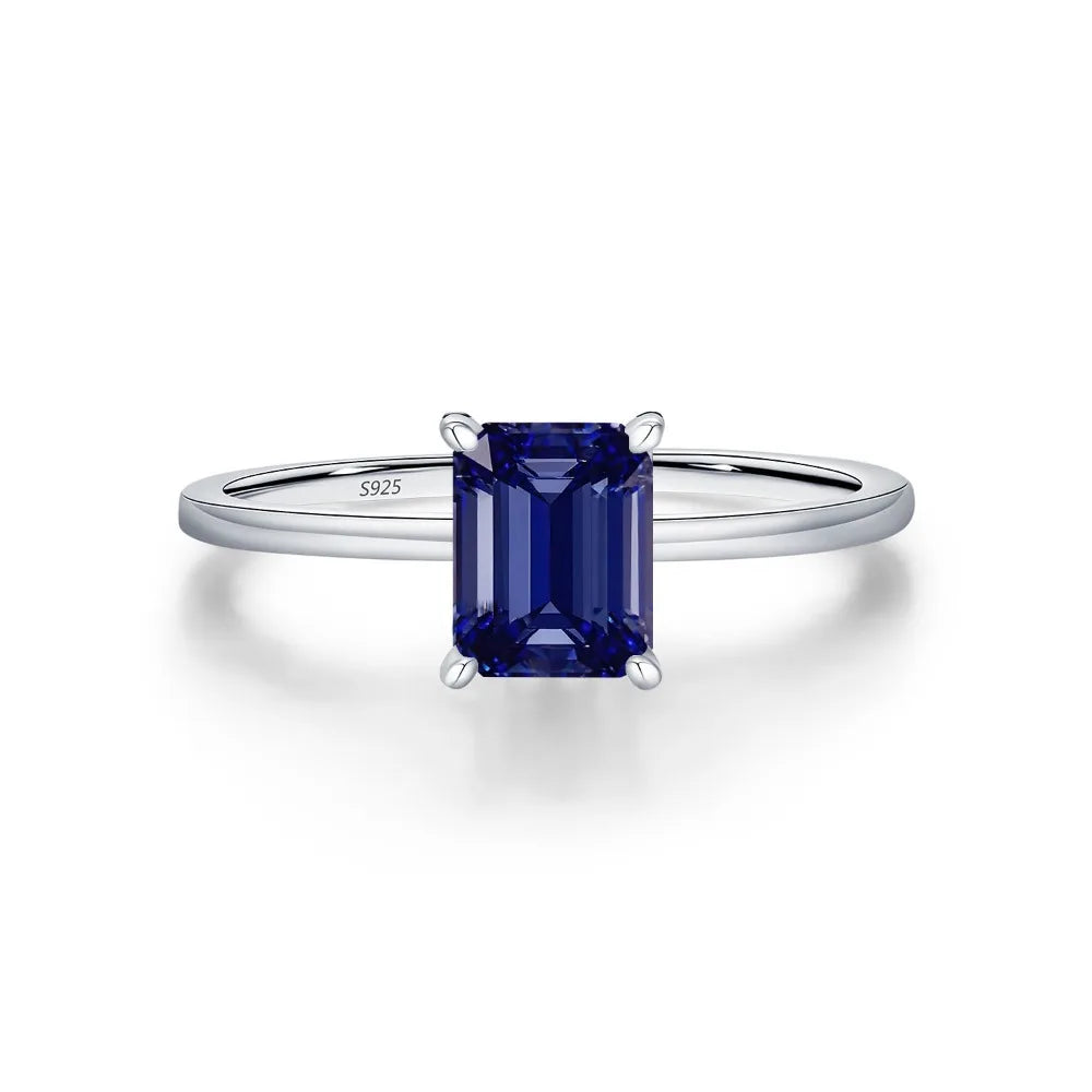 Bague Tanzanite Saphir Taille Émeraude 2CT | Argent 925 Plaqué Platine Vintage – CLEVI Paris