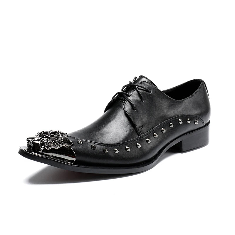 Oxford Brogue Homme Cuir de Vache Artisanal Bout Pointu Studs | Mariage & Formel EU 37-47