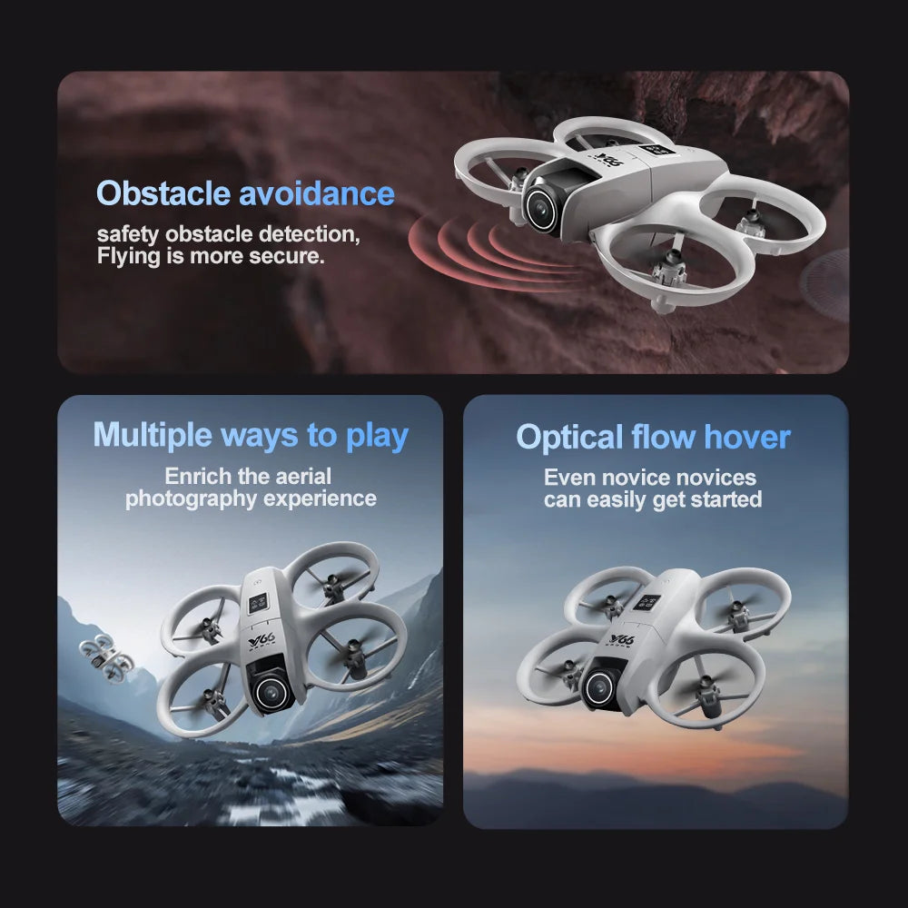 Mini Drone JJRC V66 4K WiFi FPV – Grand Angle 180°, Évitement d'Obstacles, Zoom 50x & Positionnement Optique – CLEVI Paris