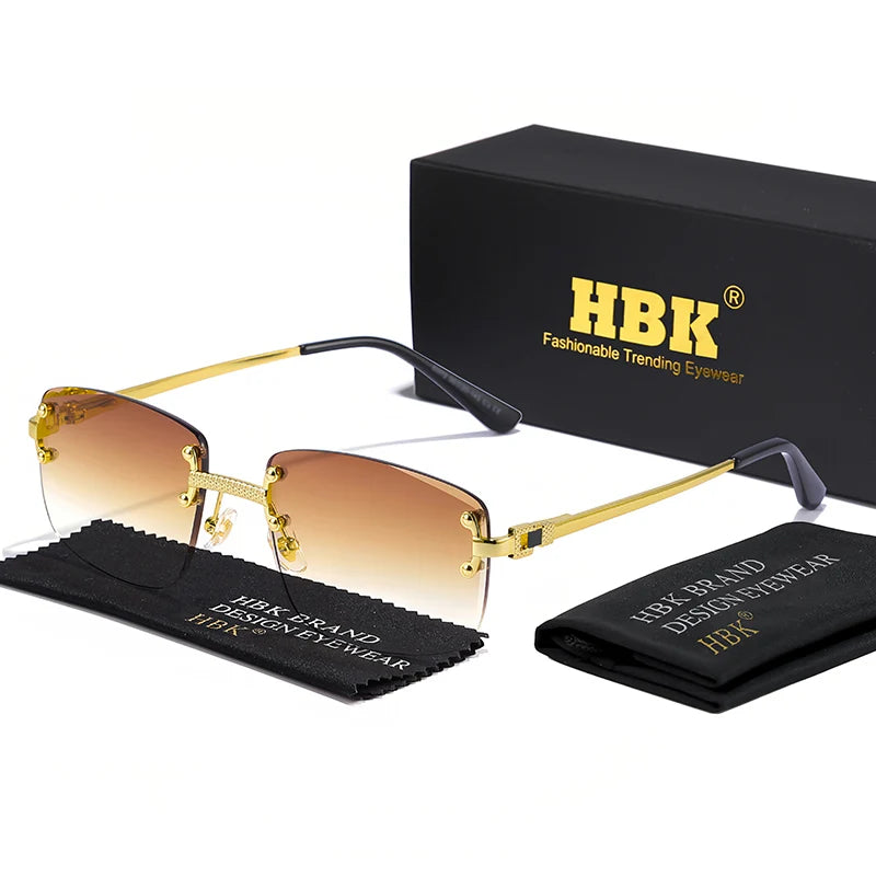 Lunettes de Soleil Carrées Sans Monture Femme HBK – Verres Dégradés UV400 – CLEVI Paris