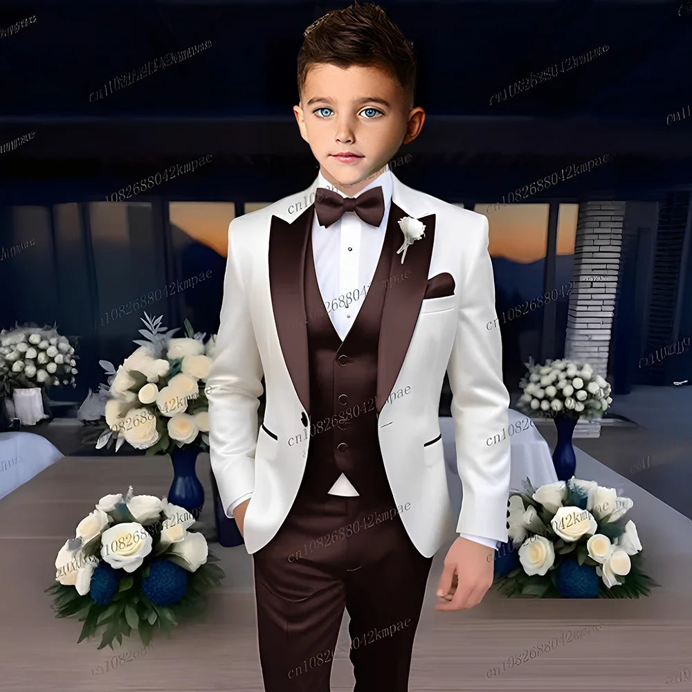 Costume 3 Pièces Garçon Mariage Cérémonie Blazer Gilet Pantalon 13 Coloris – CLEVI Paris