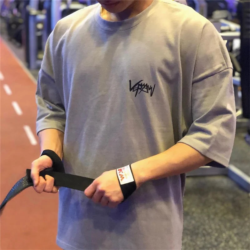 T-Shirt Sport Homme Oversize Coton Col Rond Running Streetwear Manches Courtes – CLEVI Paris